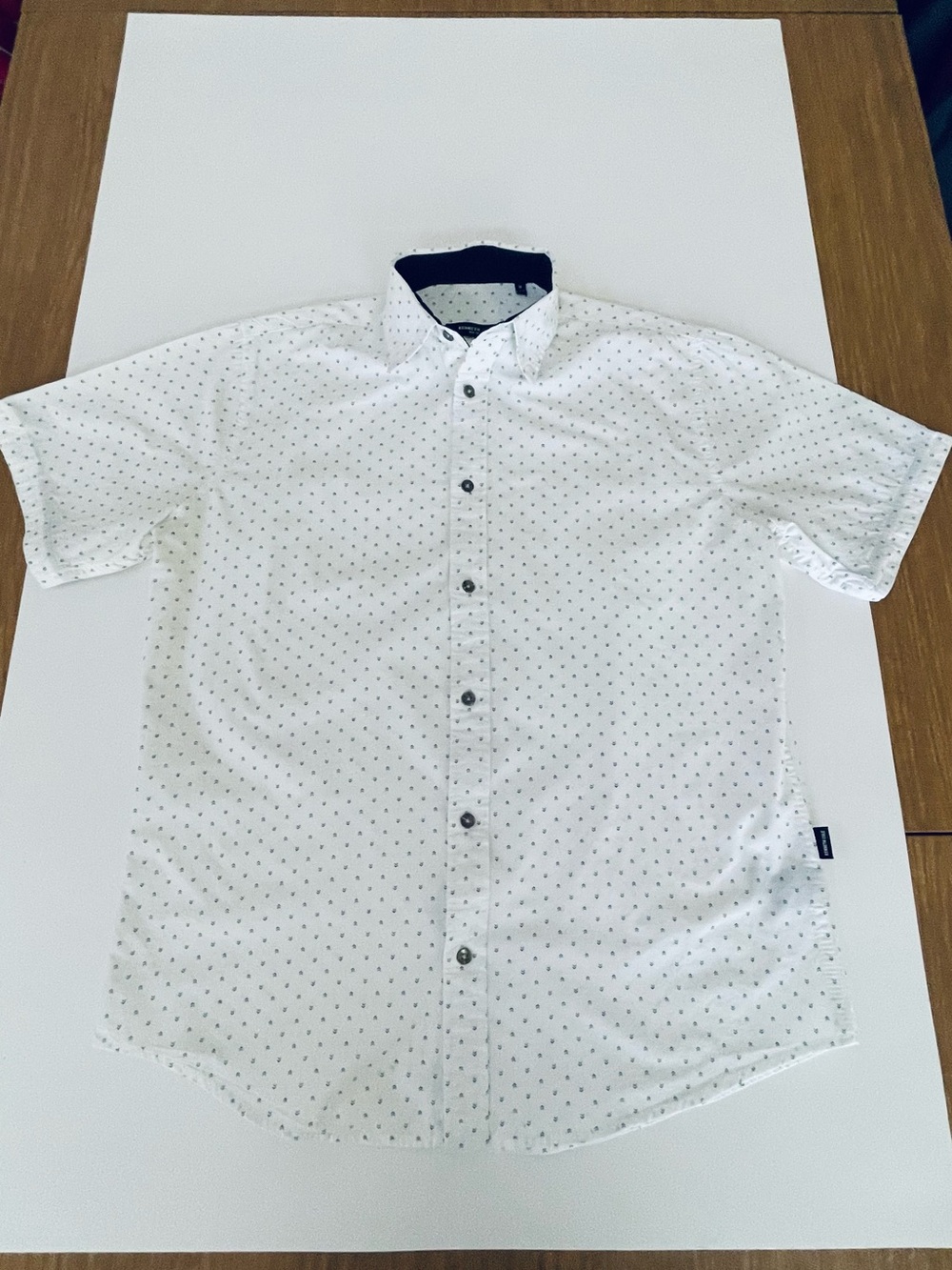 Kenneth Cole short-Sleeve White Micro-Print Button-Up Shirt